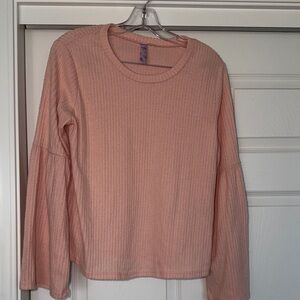 Alya Blush Ribbed Long Sleeve Top
